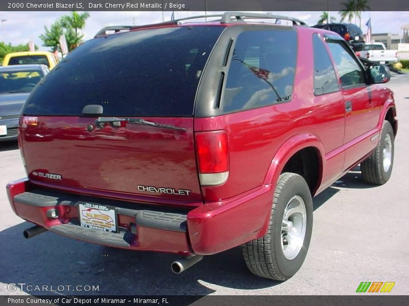 Dark Cherry Red Metallic / Beige 2000 Chevrolet Blazer LS