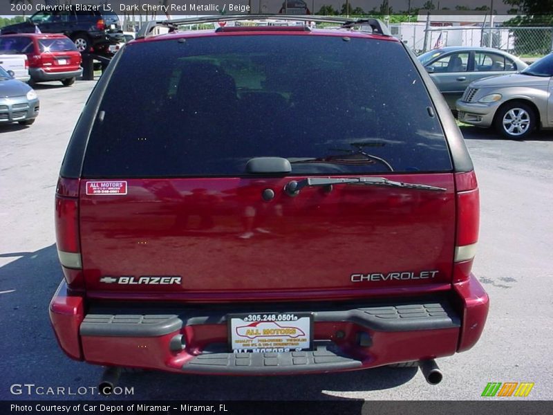 Dark Cherry Red Metallic / Beige 2000 Chevrolet Blazer LS
