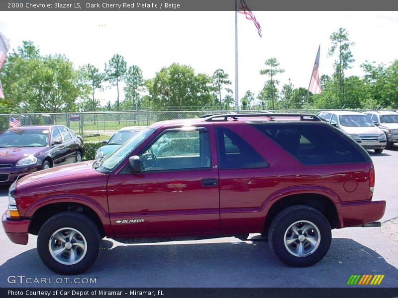 Dark Cherry Red Metallic / Beige 2000 Chevrolet Blazer LS