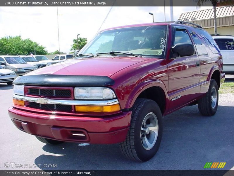 Dark Cherry Red Metallic / Beige 2000 Chevrolet Blazer LS