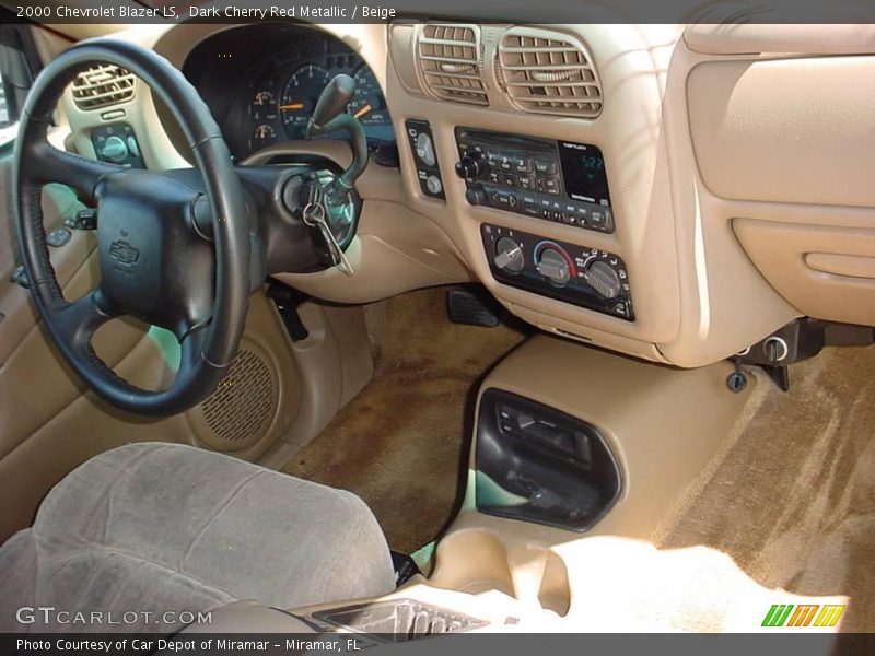 Dark Cherry Red Metallic / Beige 2000 Chevrolet Blazer LS