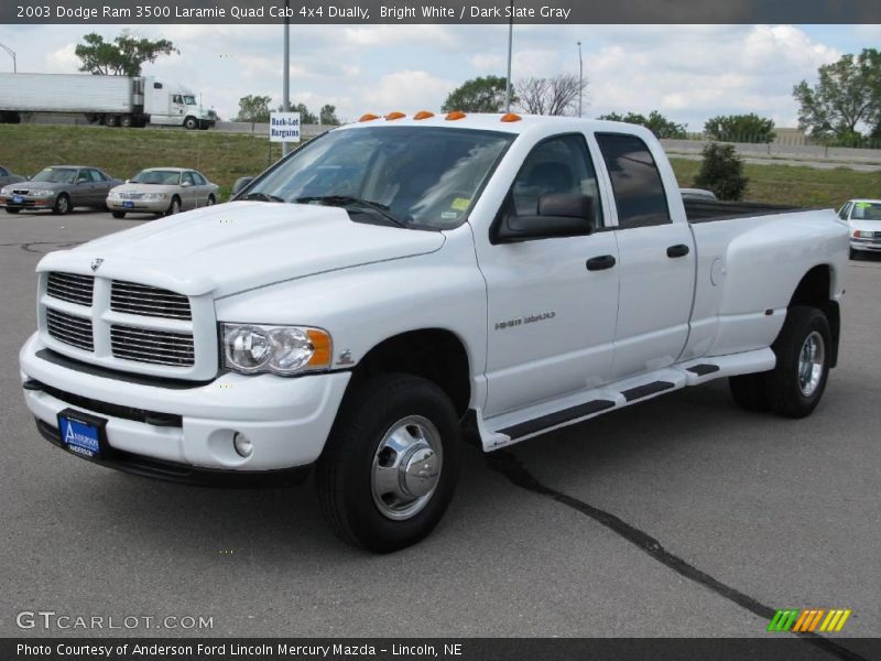 Bright White / Dark Slate Gray 2003 Dodge Ram 3500 Laramie Quad Cab 4x4 Dually