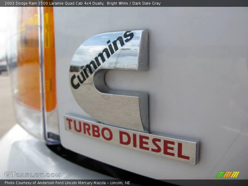 Bright White / Dark Slate Gray 2003 Dodge Ram 3500 Laramie Quad Cab 4x4 Dually
