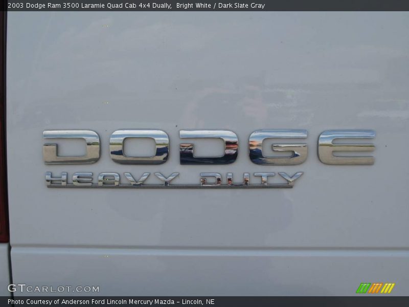 Bright White / Dark Slate Gray 2003 Dodge Ram 3500 Laramie Quad Cab 4x4 Dually