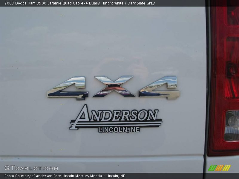 Bright White / Dark Slate Gray 2003 Dodge Ram 3500 Laramie Quad Cab 4x4 Dually