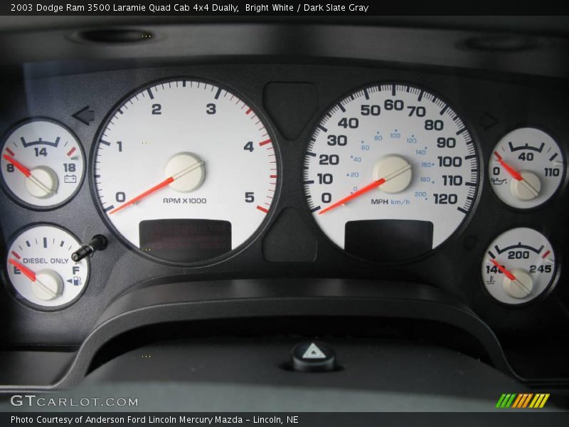 Bright White / Dark Slate Gray 2003 Dodge Ram 3500 Laramie Quad Cab 4x4 Dually