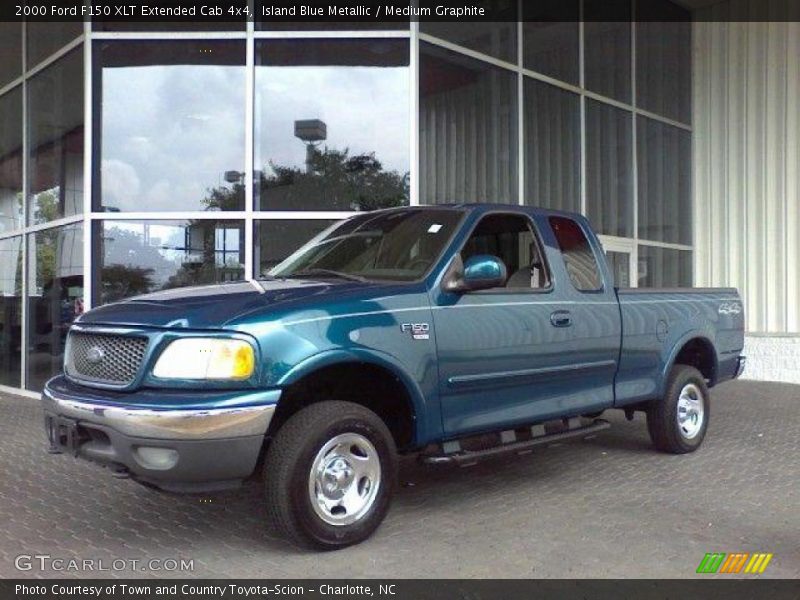 Island Blue Metallic / Medium Graphite 2000 Ford F150 XLT Extended Cab 4x4