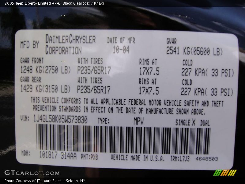 Black Clearcoat / Khaki 2005 Jeep Liberty Limited 4x4