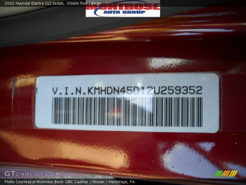 Chianti Red / Beige 2002 Hyundai Elantra GLS Sedan