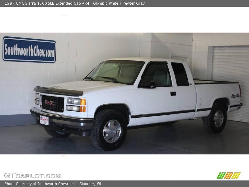 Olympic White / Pewter Gray 1997 GMC Sierra 1500 SLE Extended Cab 4x4