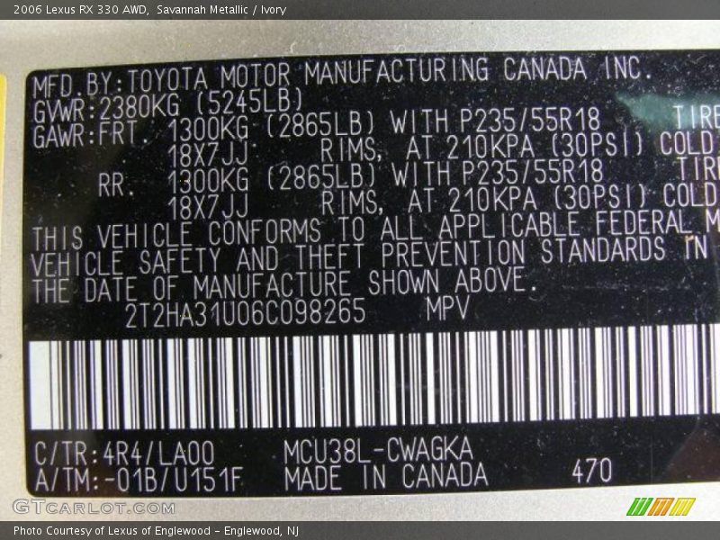 Savannah Metallic / Ivory 2006 Lexus RX 330 AWD