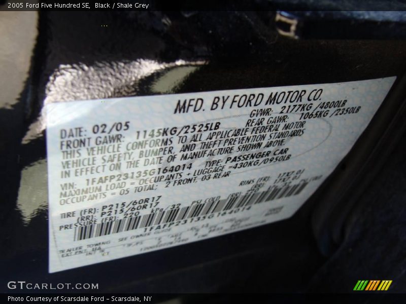 Black / Shale Grey 2005 Ford Five Hundred SE