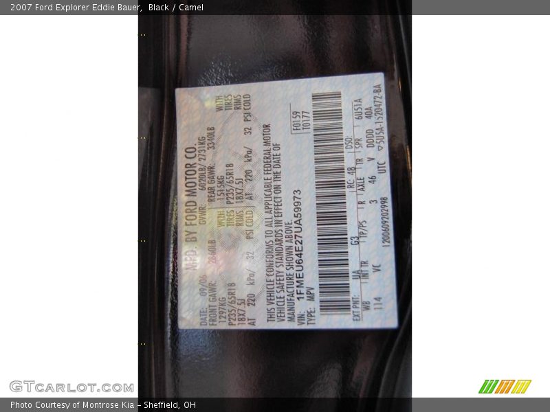 Black / Camel 2007 Ford Explorer Eddie Bauer