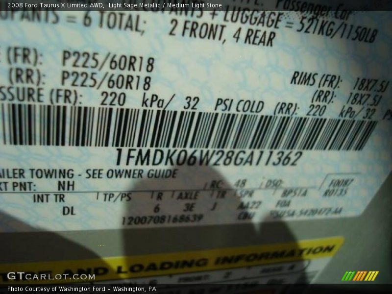 Light Sage Metallic / Medium Light Stone 2008 Ford Taurus X Limited AWD
