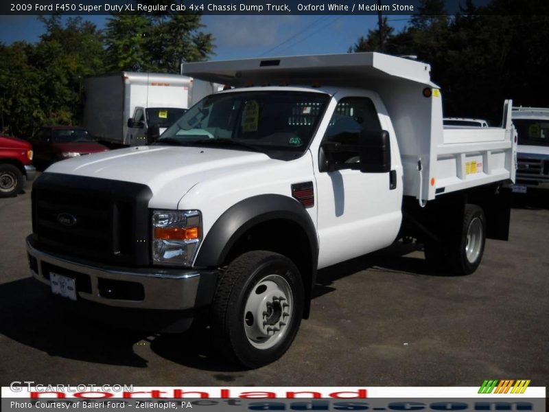 Oxford White / Medium Stone 2009 Ford F450 Super Duty XL Regular Cab 4x4 Chassis Dump Truck