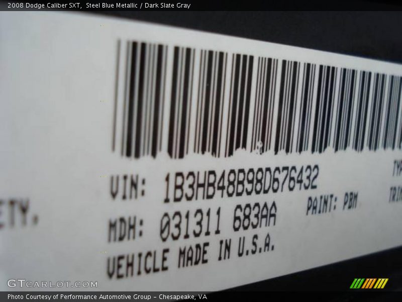 Steel Blue Metallic / Dark Slate Gray 2008 Dodge Caliber SXT