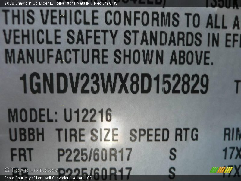 Silverstone Metallic / Medium Gray 2008 Chevrolet Uplander LS