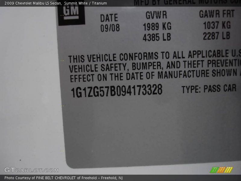 Summit White / Titanium 2009 Chevrolet Malibu LS Sedan