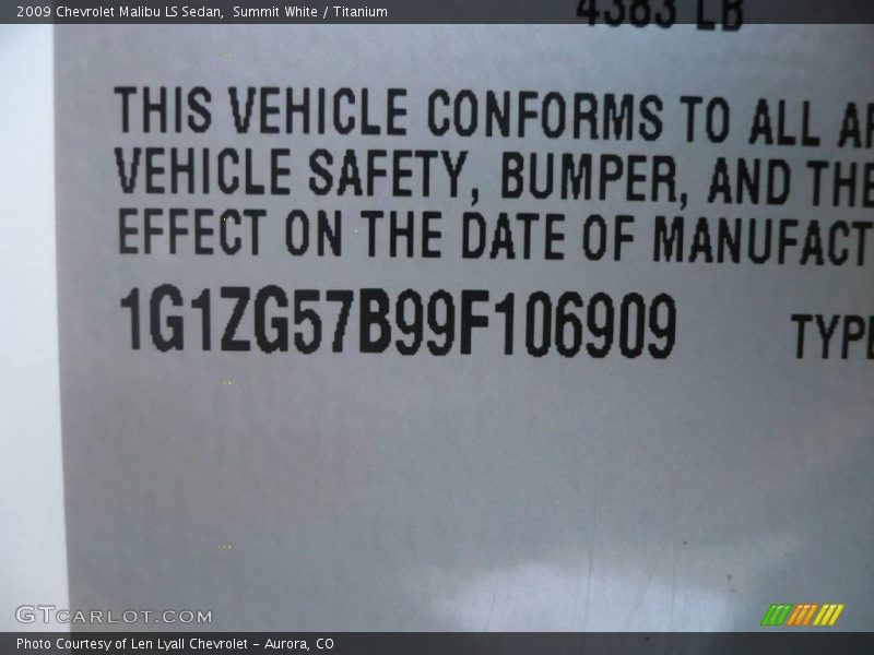 Summit White / Titanium 2009 Chevrolet Malibu LS Sedan