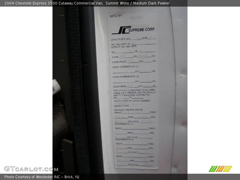 Summit White / Medium Dark Pewter 2004 Chevrolet Express 3500 Cutaway Commercial Van