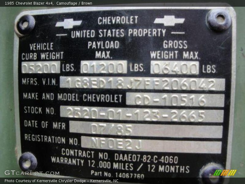 Camouflage / Brown 1985 Chevrolet Blazer 4x4