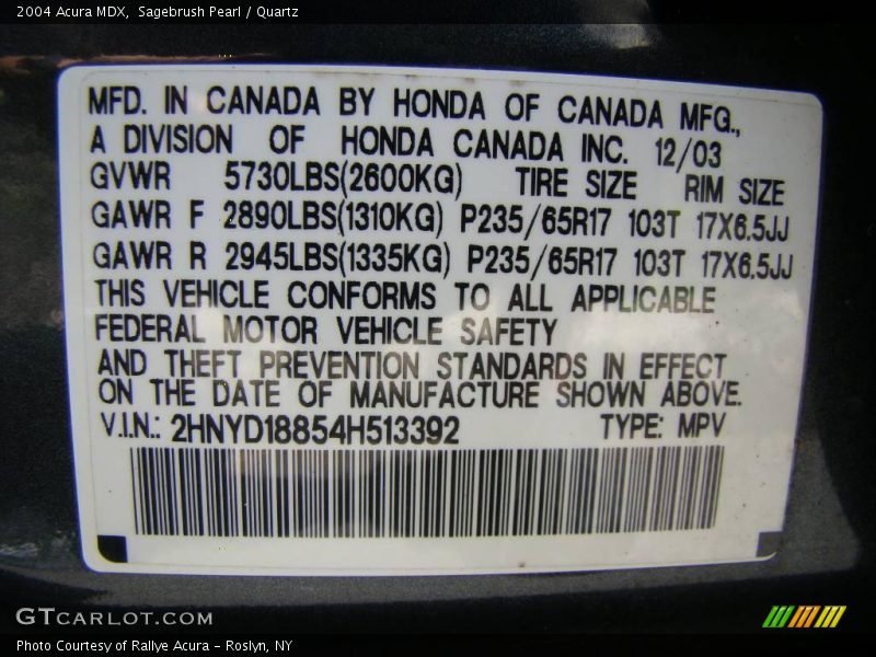 Sagebrush Pearl / Quartz 2004 Acura MDX