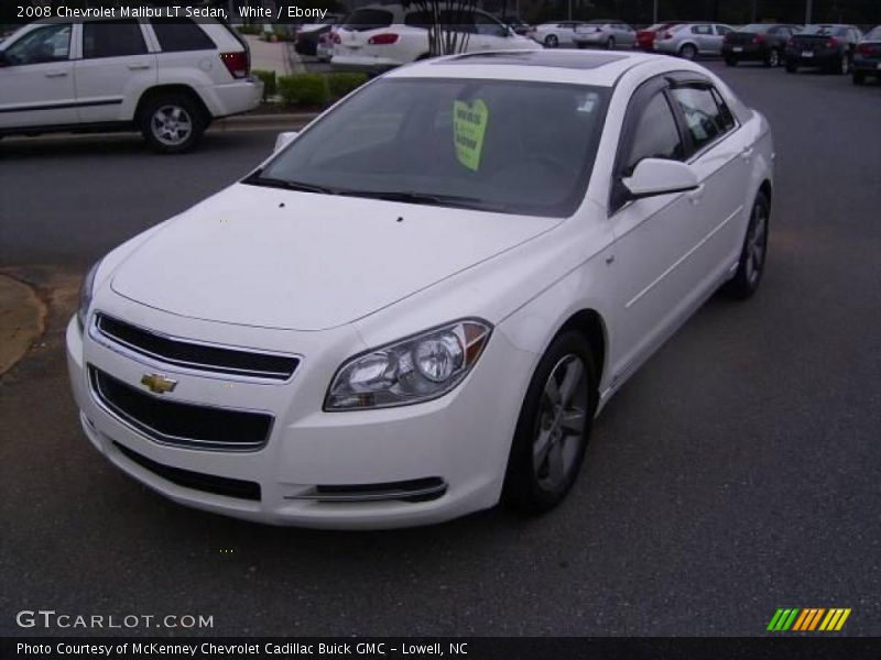 White / Ebony 2008 Chevrolet Malibu LT Sedan
