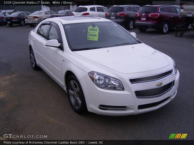 White / Ebony 2008 Chevrolet Malibu LT Sedan