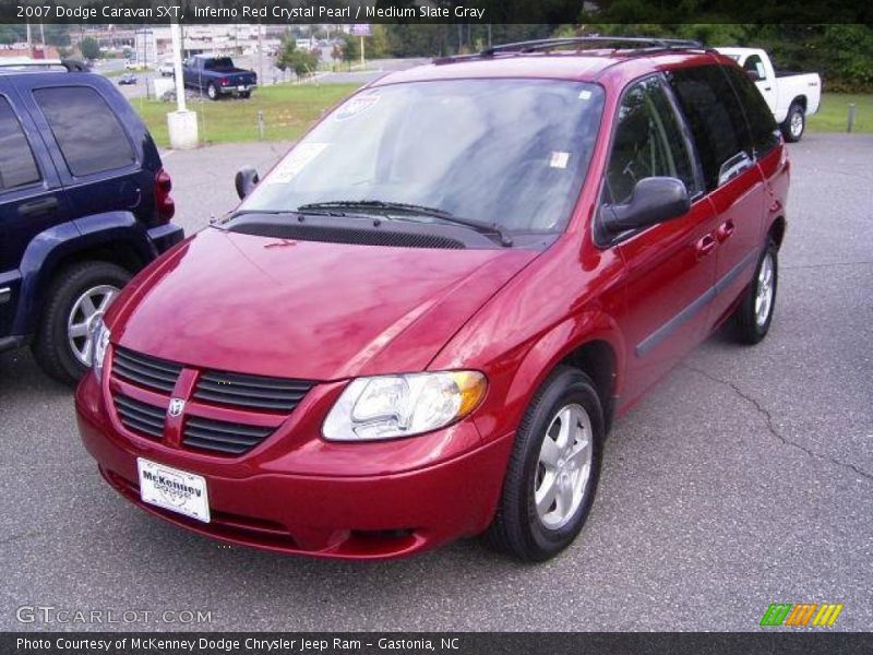Inferno Red Crystal Pearl / Medium Slate Gray 2007 Dodge Caravan SXT