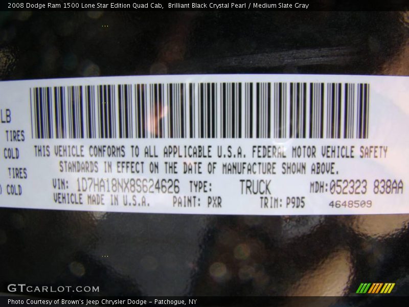 Brilliant Black Crystal Pearl / Medium Slate Gray 2008 Dodge Ram 1500 Lone Star Edition Quad Cab
