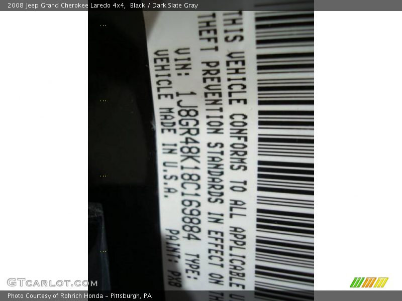 Black / Dark Slate Gray 2008 Jeep Grand Cherokee Laredo 4x4