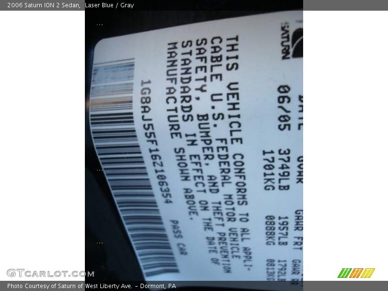 Laser Blue / Gray 2006 Saturn ION 2 Sedan