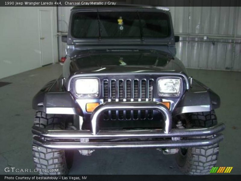 Charcoal Gray Metallic / Gray 1990 Jeep Wrangler Laredo 4x4
