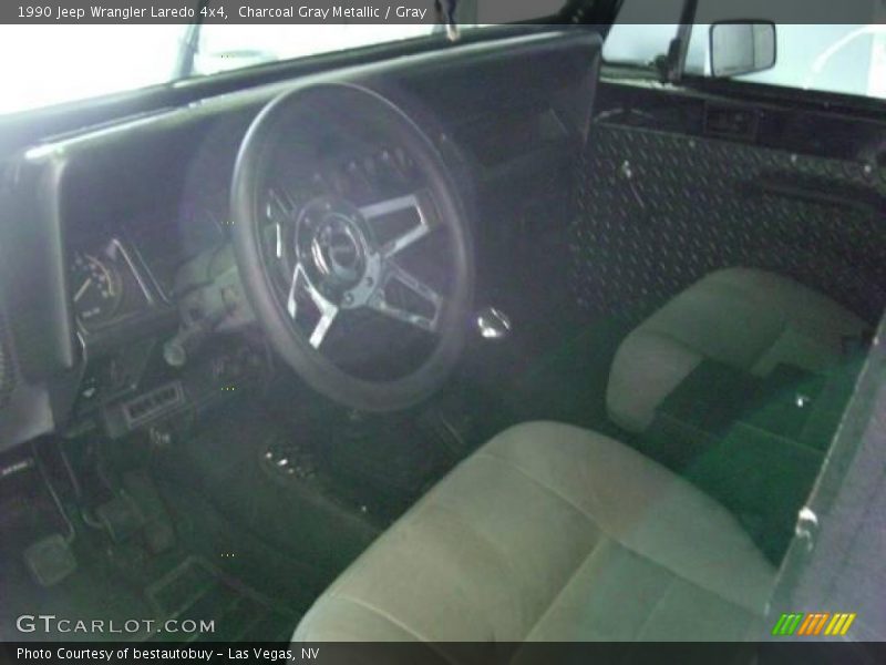 Charcoal Gray Metallic / Gray 1990 Jeep Wrangler Laredo 4x4