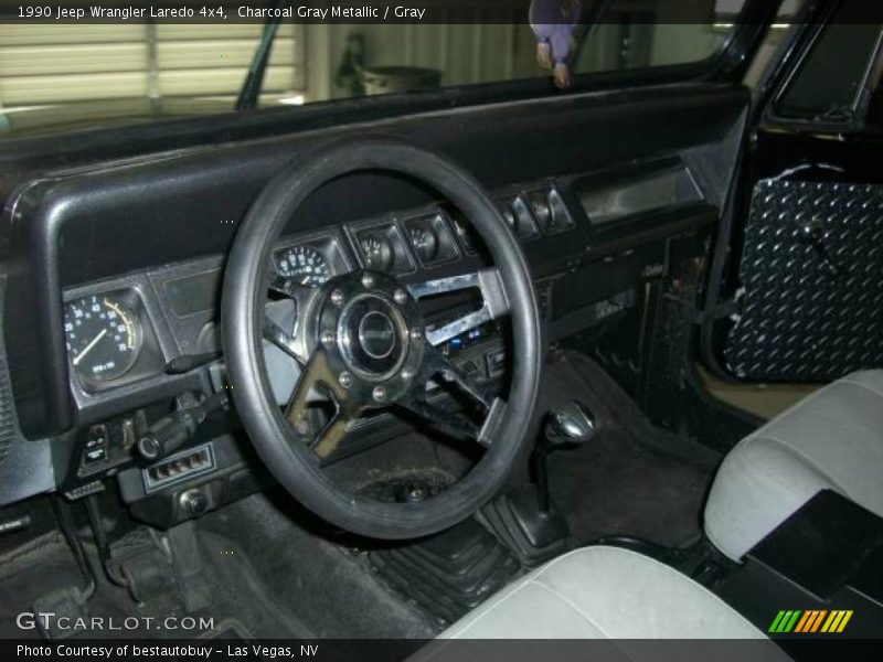 Charcoal Gray Metallic / Gray 1990 Jeep Wrangler Laredo 4x4