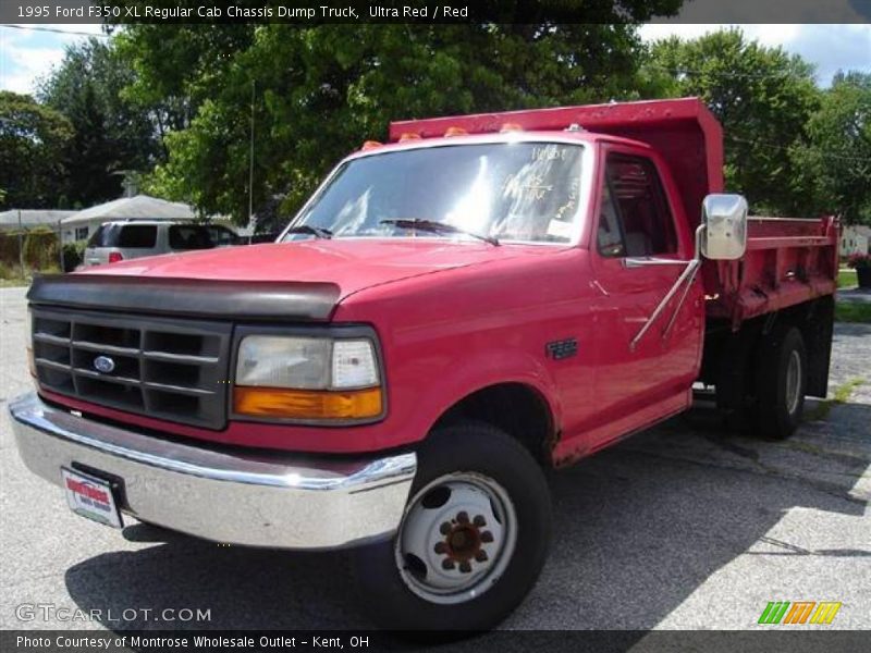 Ultra Red / Red 1995 Ford F350 XL Regular Cab Chassis Dump Truck