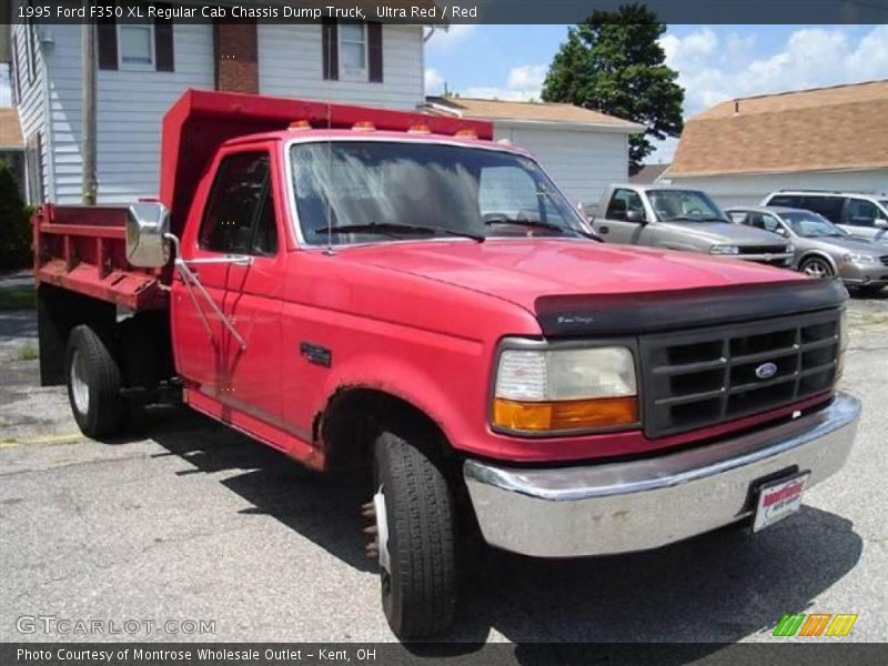 Ultra Red / Red 1995 Ford F350 XL Regular Cab Chassis Dump Truck
