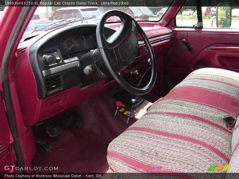 Ultra Red / Red 1995 Ford F350 XL Regular Cab Chassis Dump Truck