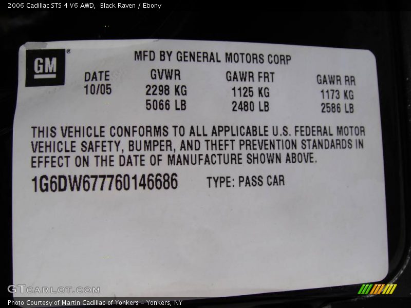 Black Raven / Ebony 2006 Cadillac STS 4 V6 AWD