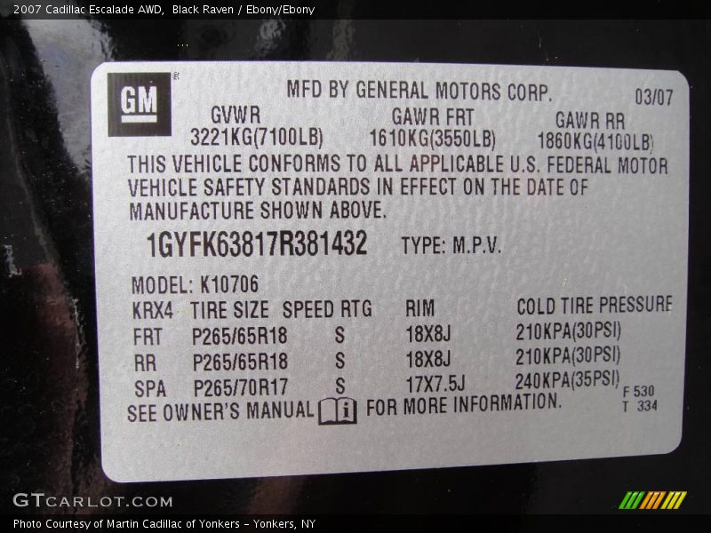 Black Raven / Ebony/Ebony 2007 Cadillac Escalade AWD