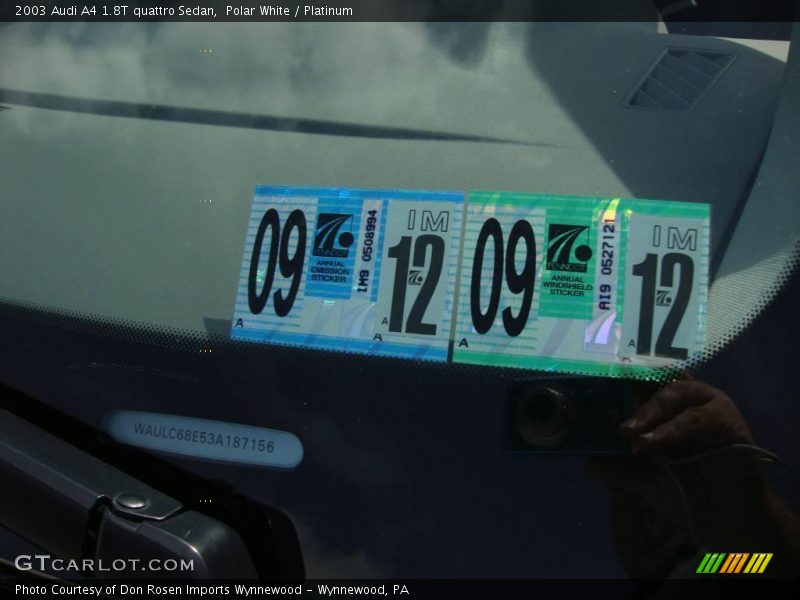 Polar White / Platinum 2003 Audi A4 1.8T quattro Sedan