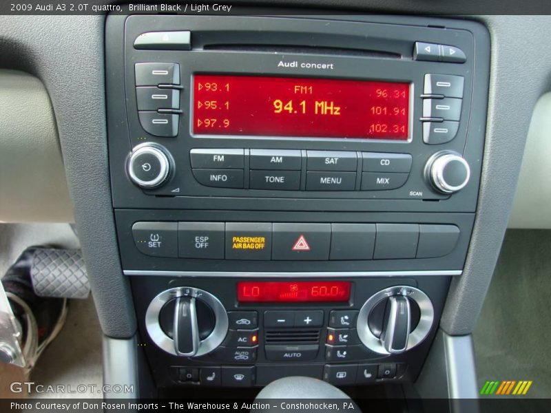 Brilliant Black / Light Grey 2009 Audi A3 2.0T quattro