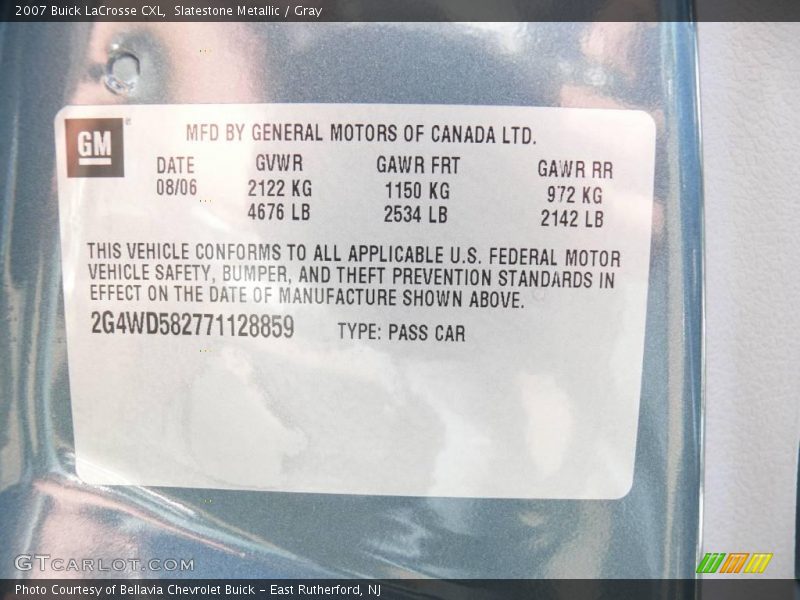 Slatestone Metallic / Gray 2007 Buick LaCrosse CXL