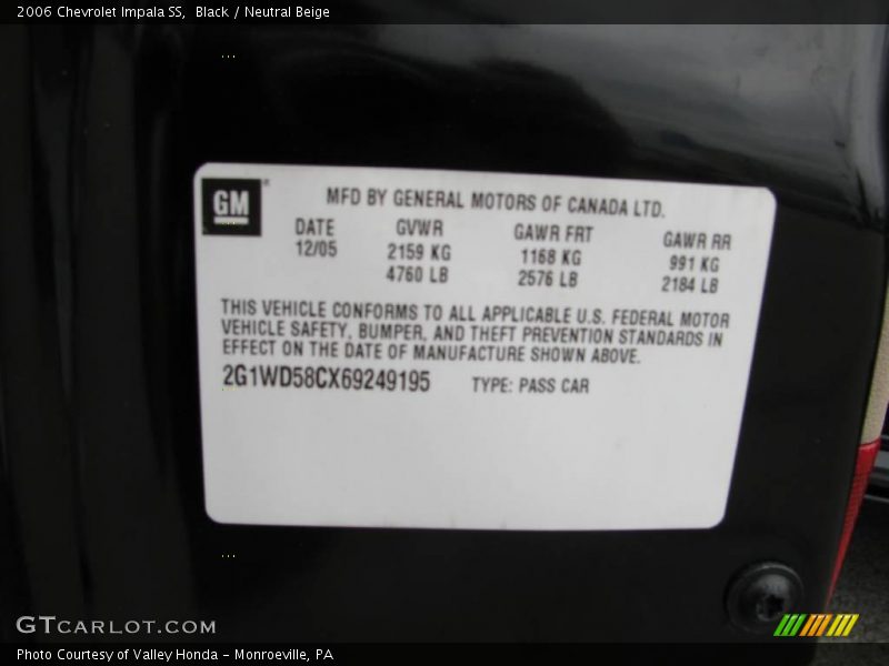 Black / Neutral Beige 2006 Chevrolet Impala SS