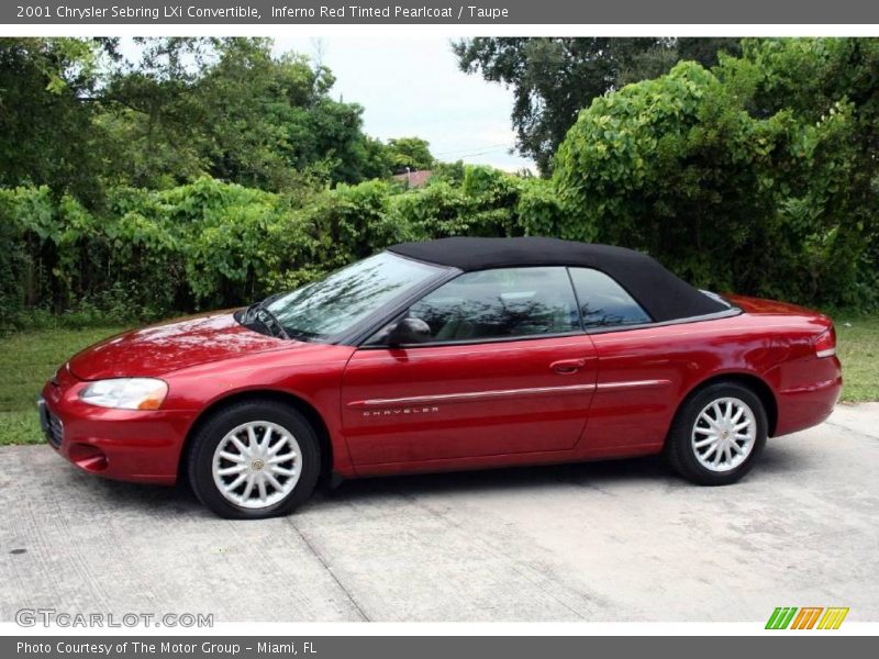 Inferno Red Tinted Pearlcoat / Taupe 2001 Chrysler Sebring LXi Convertible
