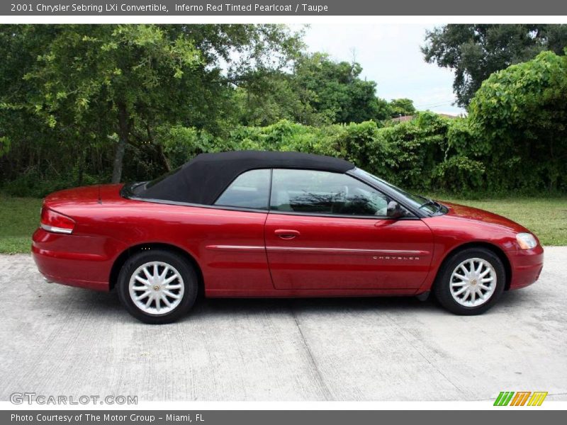 Inferno Red Tinted Pearlcoat / Taupe 2001 Chrysler Sebring LXi Convertible