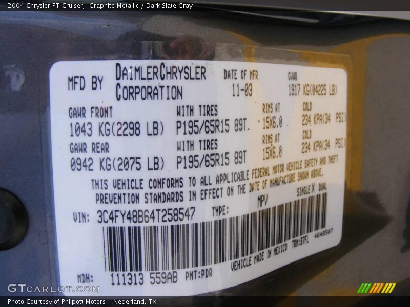 Graphite Metallic / Dark Slate Gray 2004 Chrysler PT Cruiser