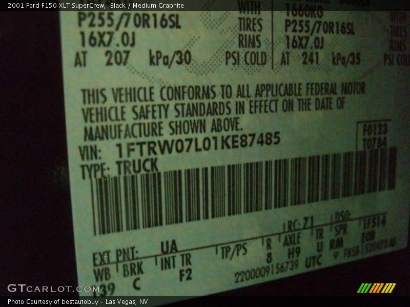 Black / Medium Graphite 2001 Ford F150 XLT SuperCrew