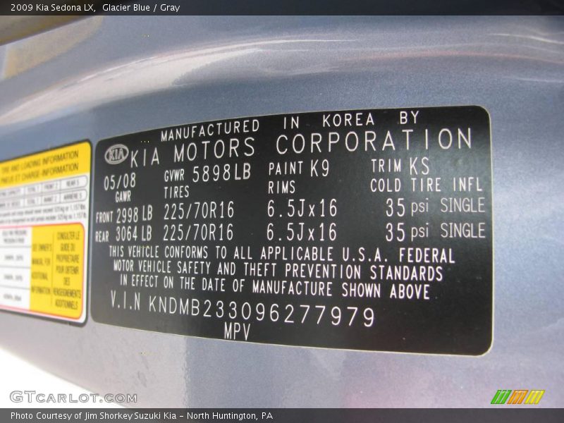 Glacier Blue / Gray 2009 Kia Sedona LX