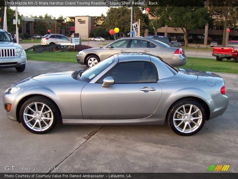 Liquid Silver Metallic / Black 2009 Mazda MX-5 Miata Hardtop Grand Touring Roadster